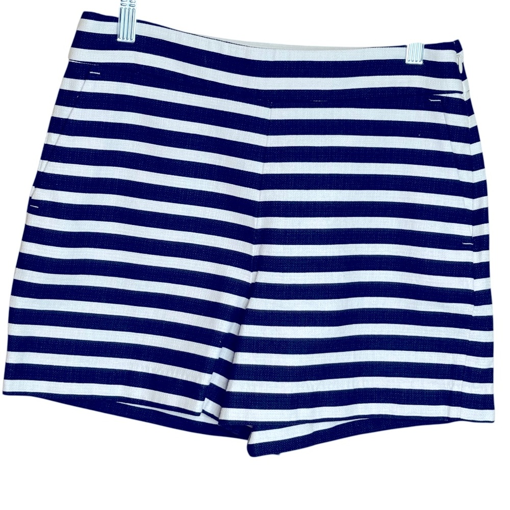 J. CREW Blue White Sailor Stripe High Waist Cotton 3.5" Inseam Shorts 6